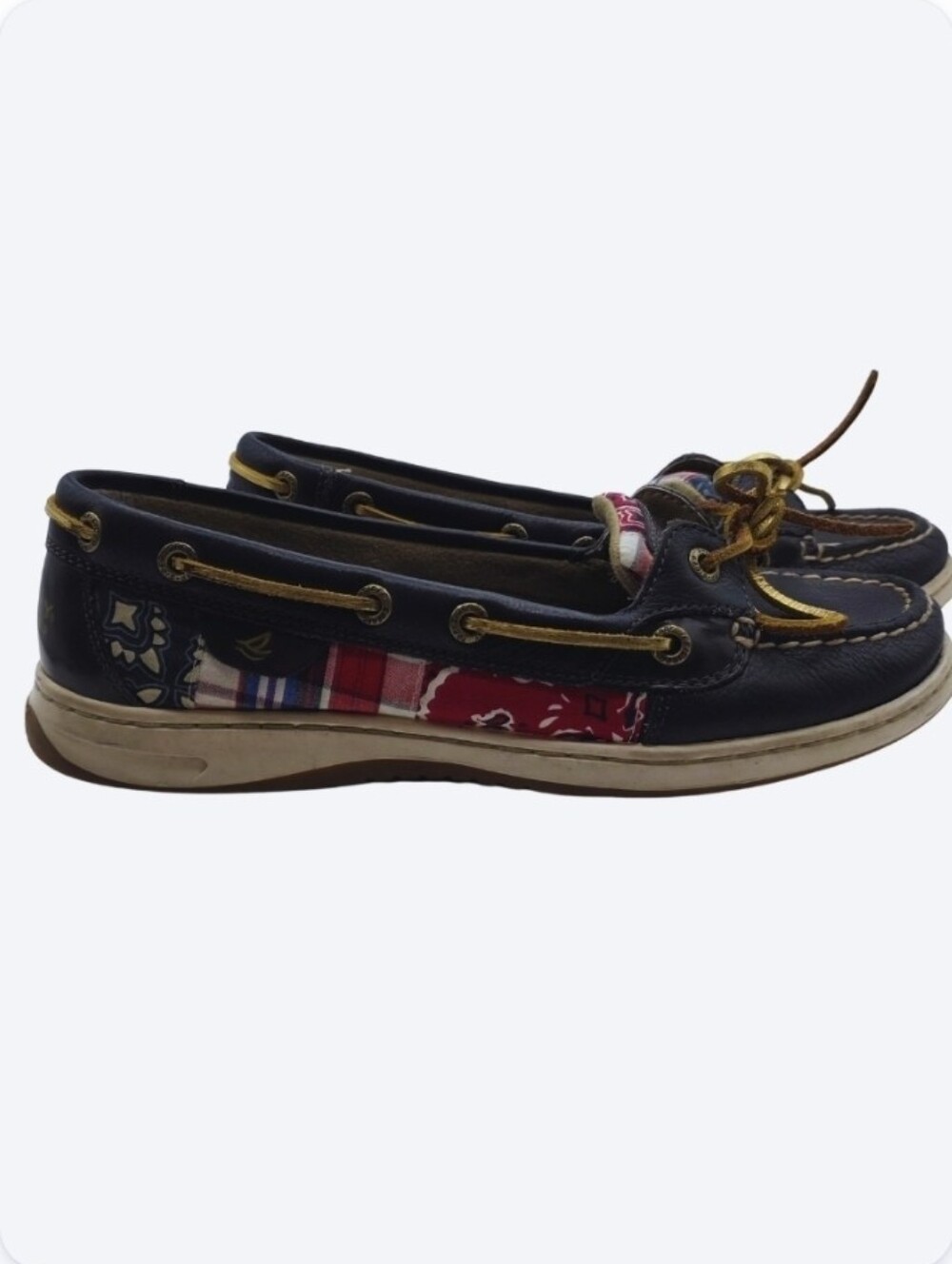 Sperry Boat Shoes Blue With Bandana Print 7.5